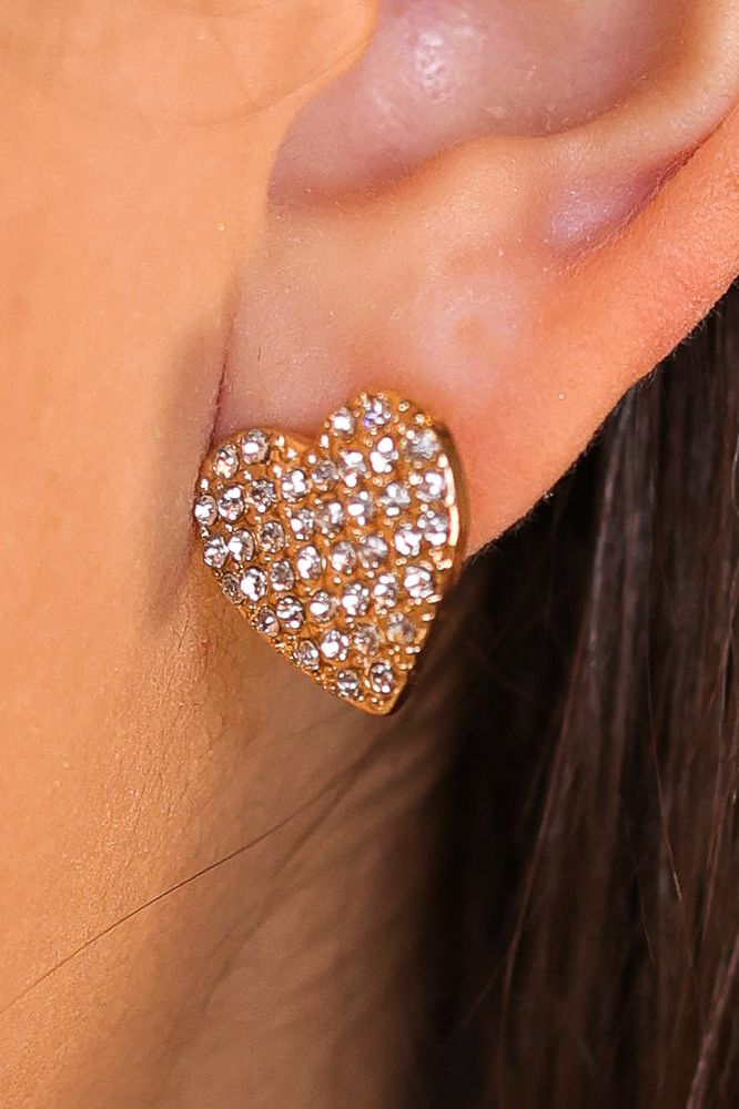 Heart Of Mine Heart Shaped Stud In Rose Gold