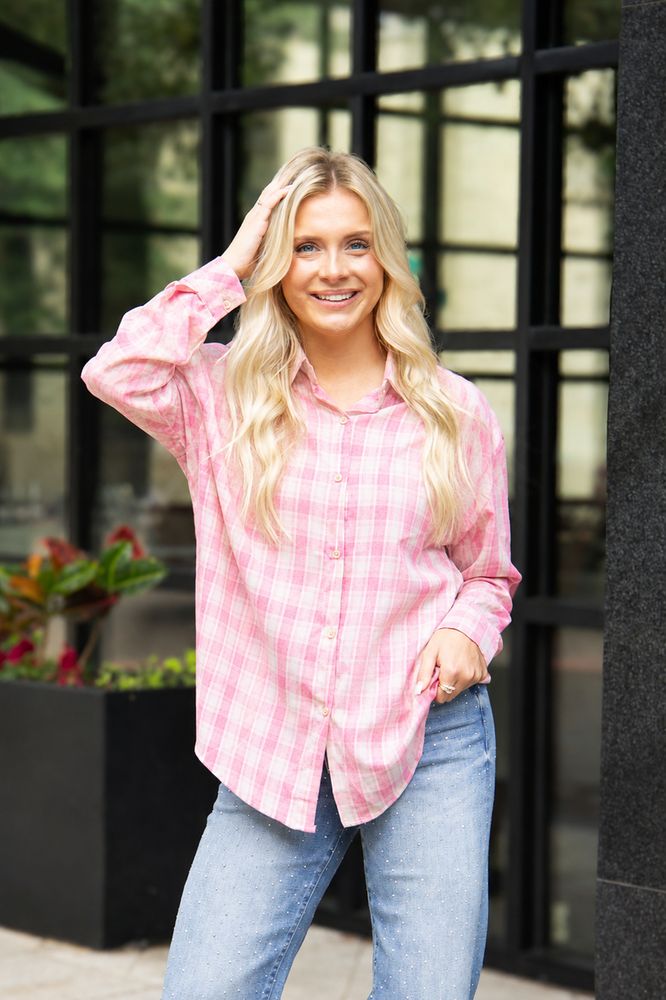 The Kathryn Button-Up, Pink Plaid